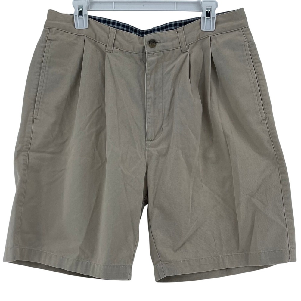 Ivy Crew Classics Mens 34 Beige Pleated Golf Shorts Classic Fit Cotton